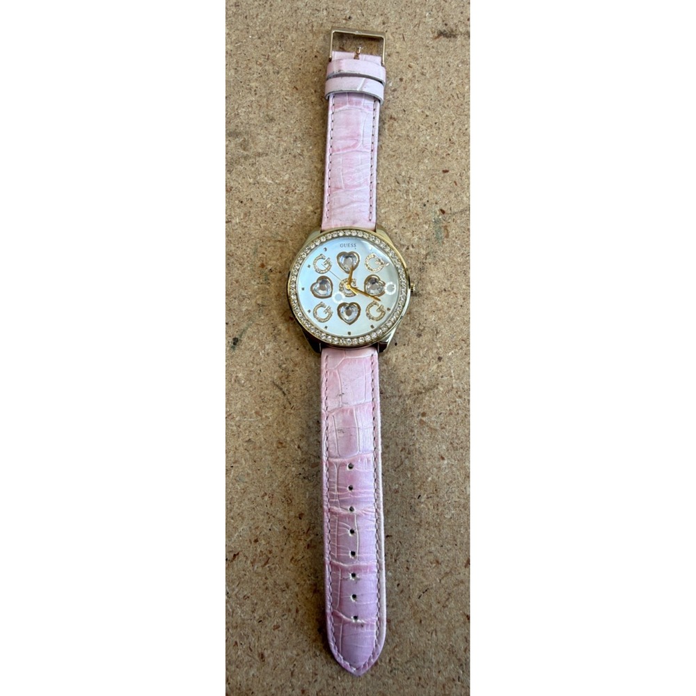 Womens‎ GUESS Wristwatch Pink Band Studded "G" Dial U10035L2